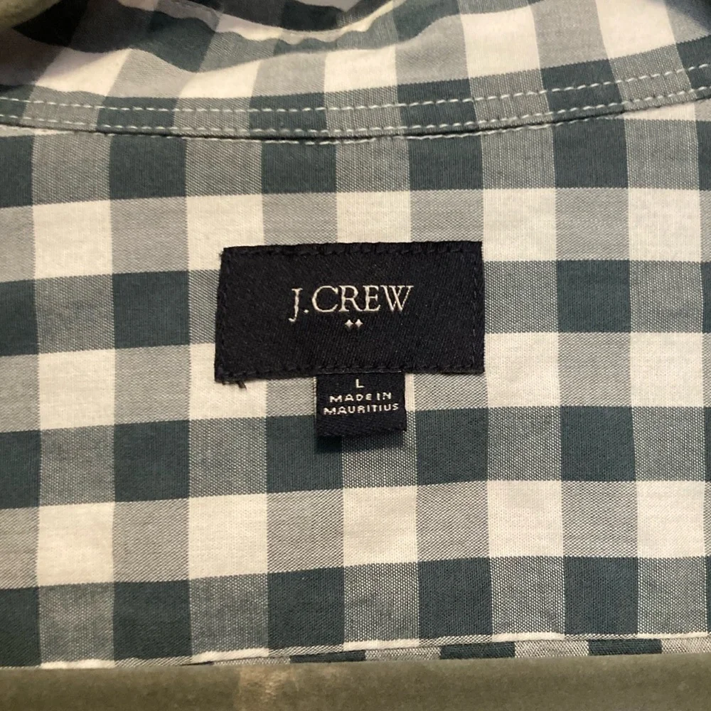 Men’s J.Crew Gingham Blue And White Button Down Shirt Size Large